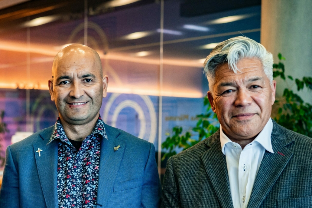 Whānau Ora Minister Tama Potaka and Te Tauraki Chair Rakihia Tau